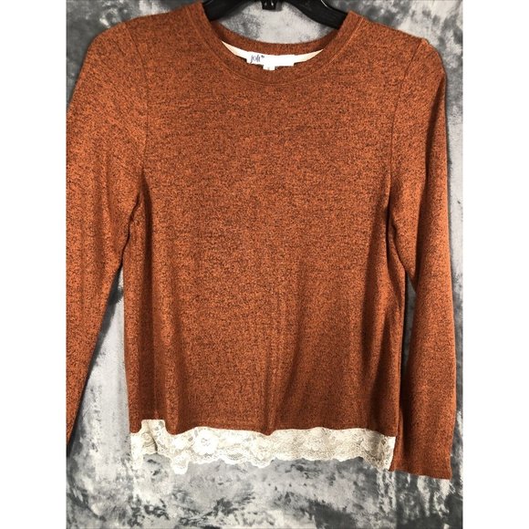 Jolt Women’s Pullover Size Small Long Sleeve Rust Color Bottom Lace Trim - Picture 7 of 10
